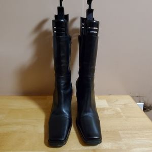 Diba black leather mid-calf boots